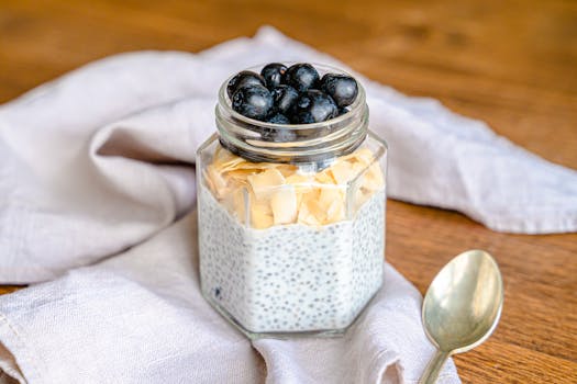 berry-packed chia seed pudding