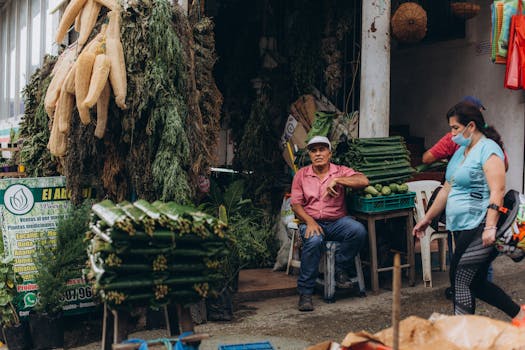 farmers market with fresh produce