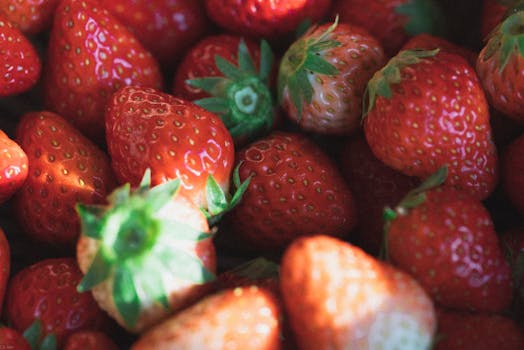 vibrant strawberries and leafy greens