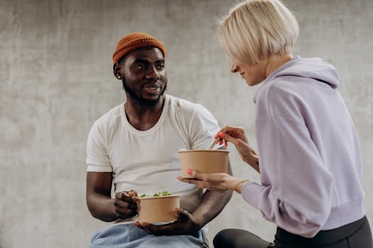 a group of friends enjoying a healthy meal together