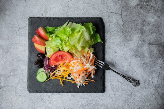 colorful plate of fresh fruits and vegetables