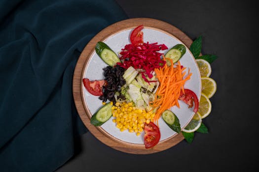 colorful salad with watermelon and mint