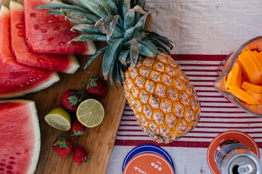 juicy watermelon and strawberries