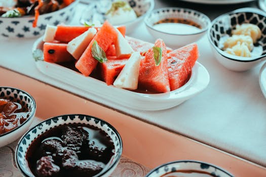 colorful salad with seasonal fruits like pomegranates