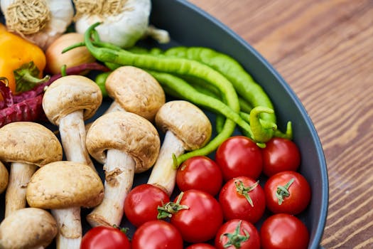 colorful plate of mixed seasonal vegetables